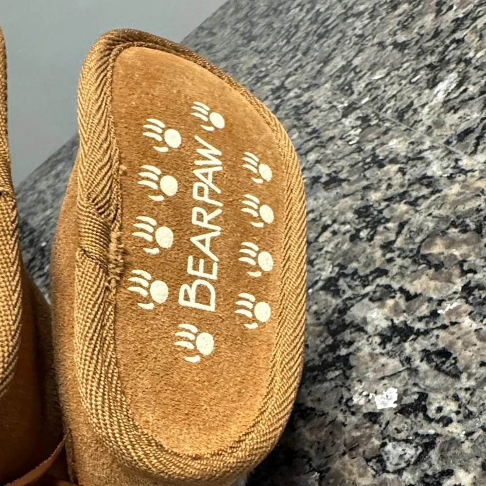 BearPaw Tan Baby Boots with Faux Fur